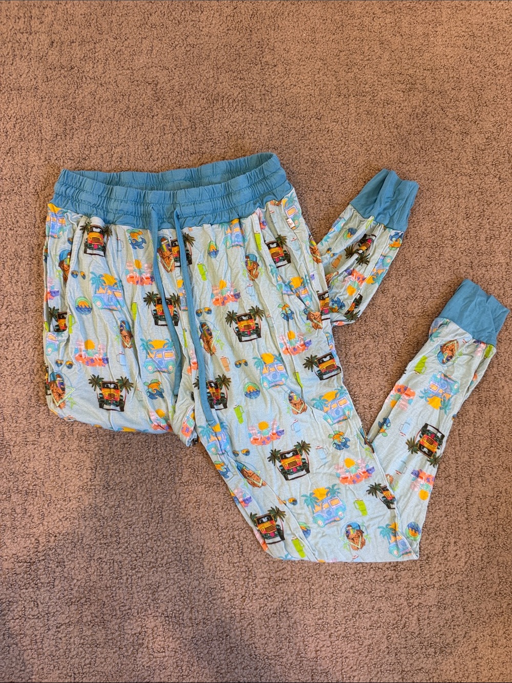 Monkeeroos Blue Tropical Print Pajama Pants